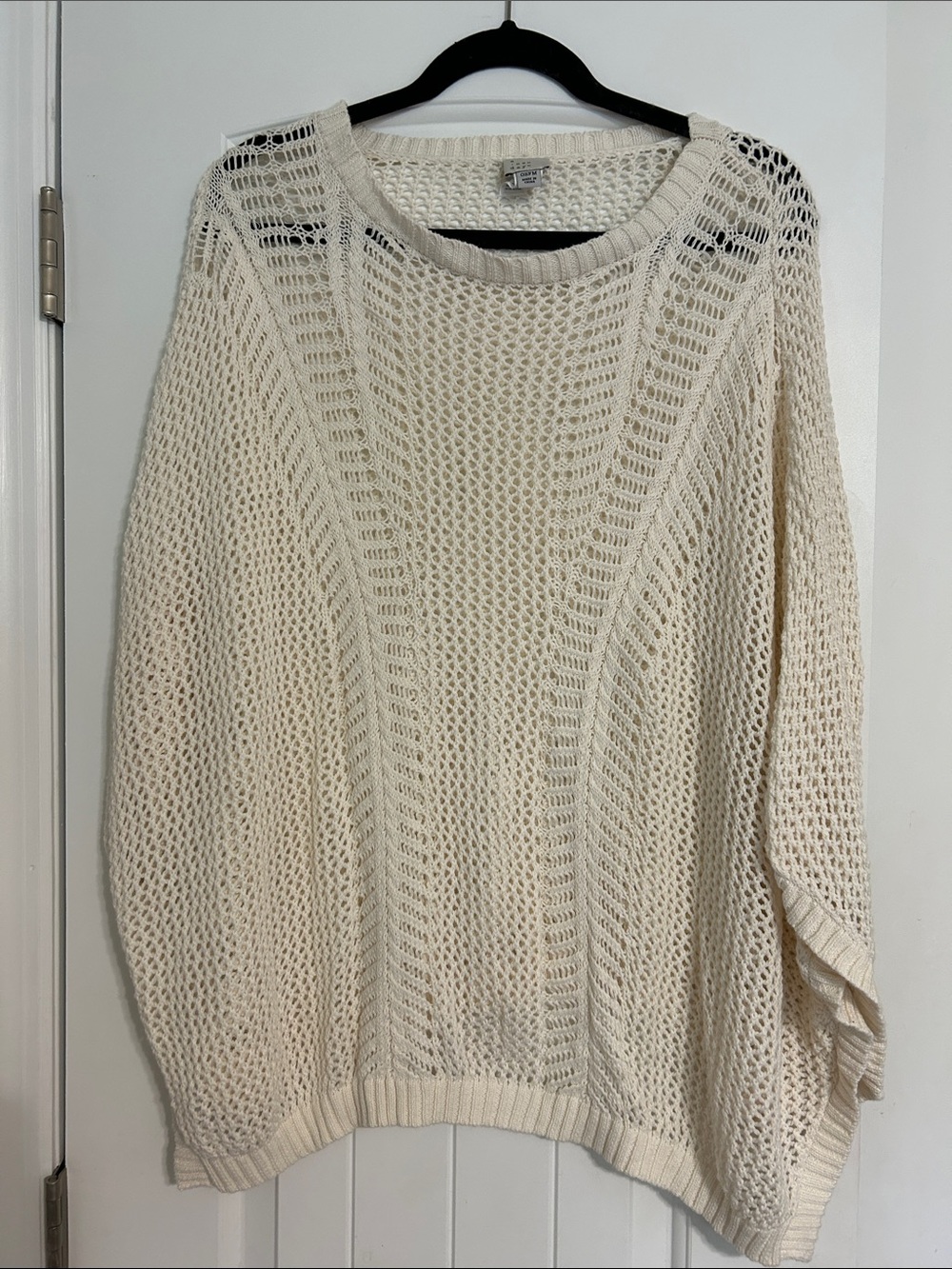 a new day Cream Open-Weave Scoop Neck Pullover